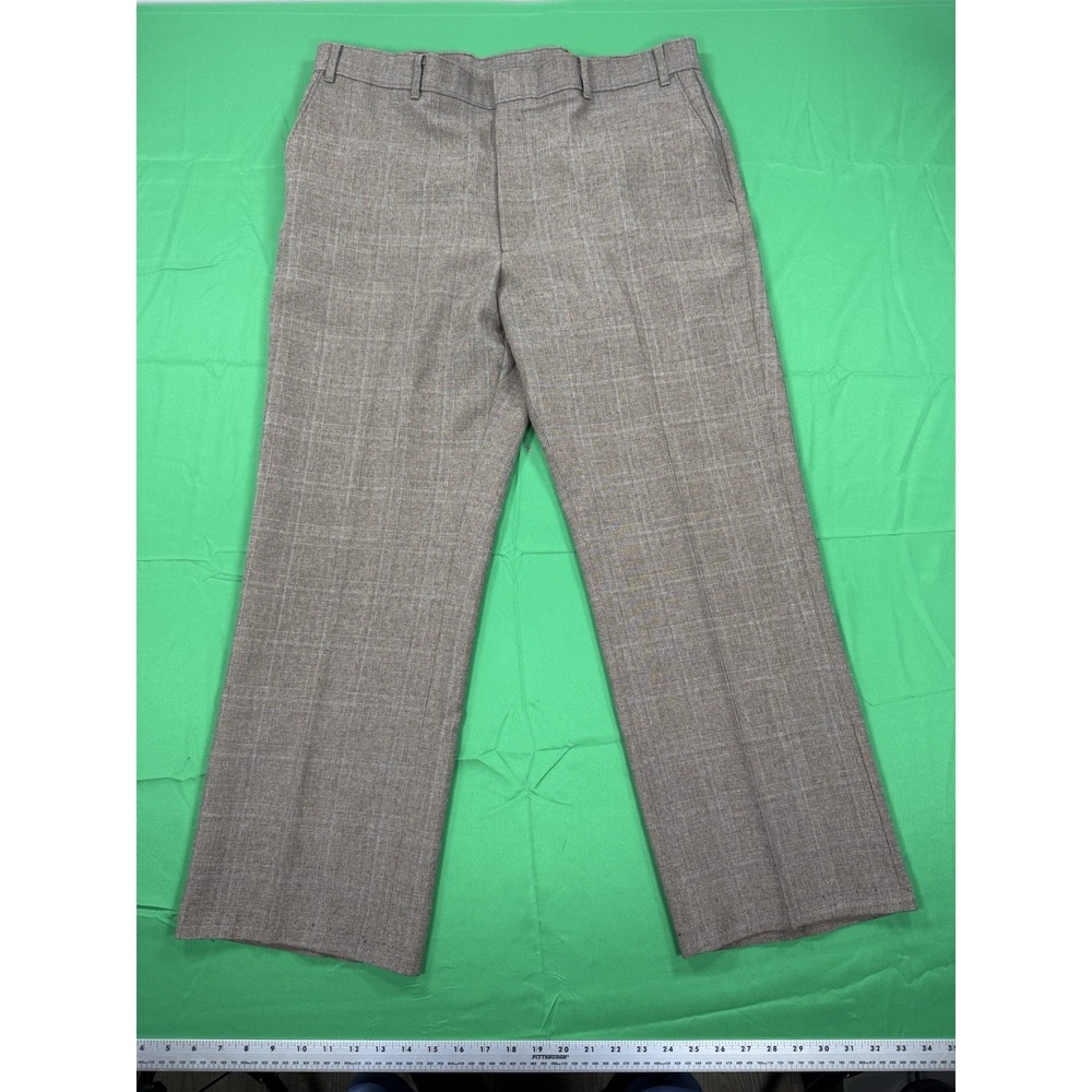 Vintage Levis Action Slacks Mens Brown Plaid Dress Pants 36x30 Wool Blend USA